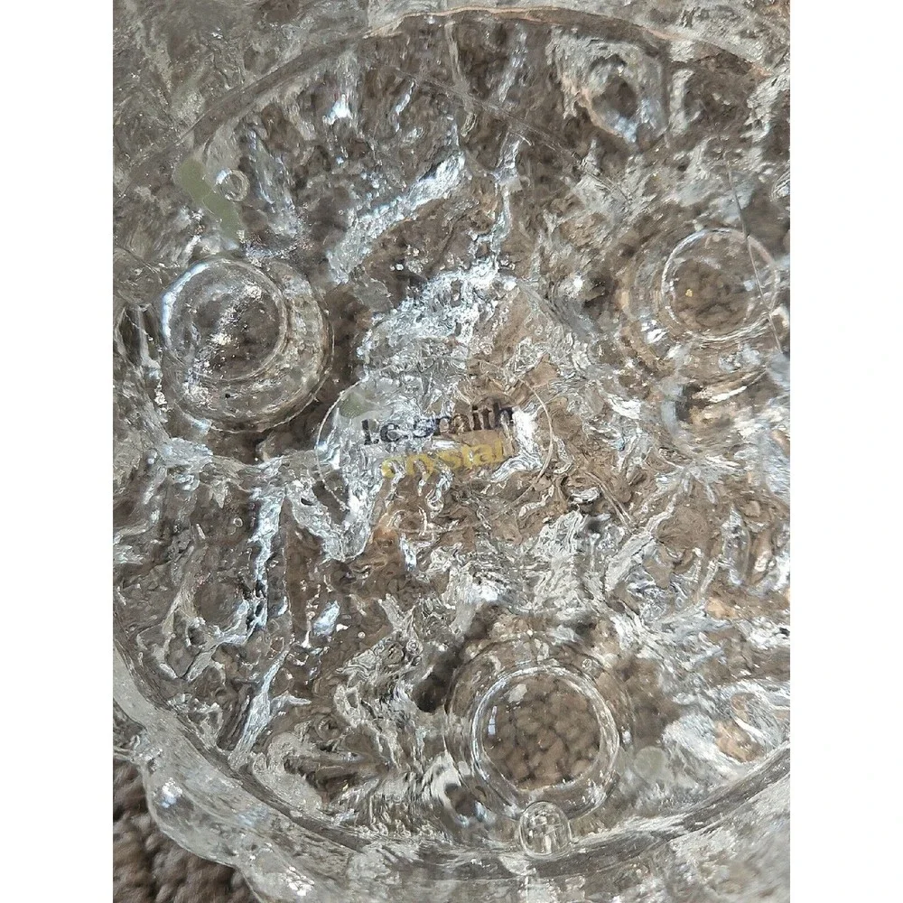 Vintage LE Smith Drama Light Tripod Crystal 2 In 1 Candle Holder Glacier Ice